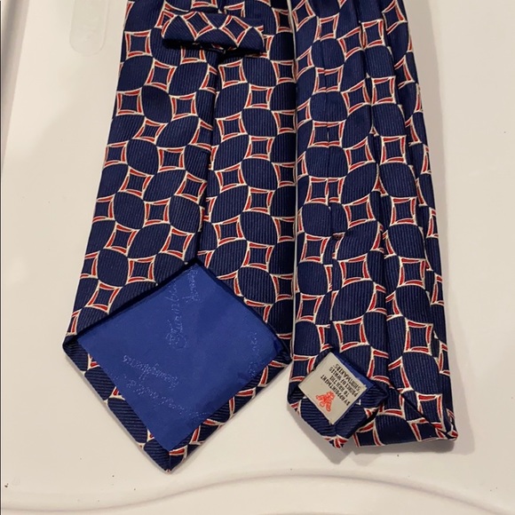 Turnbull and Asser tie navy white red - Picture 3 of 3